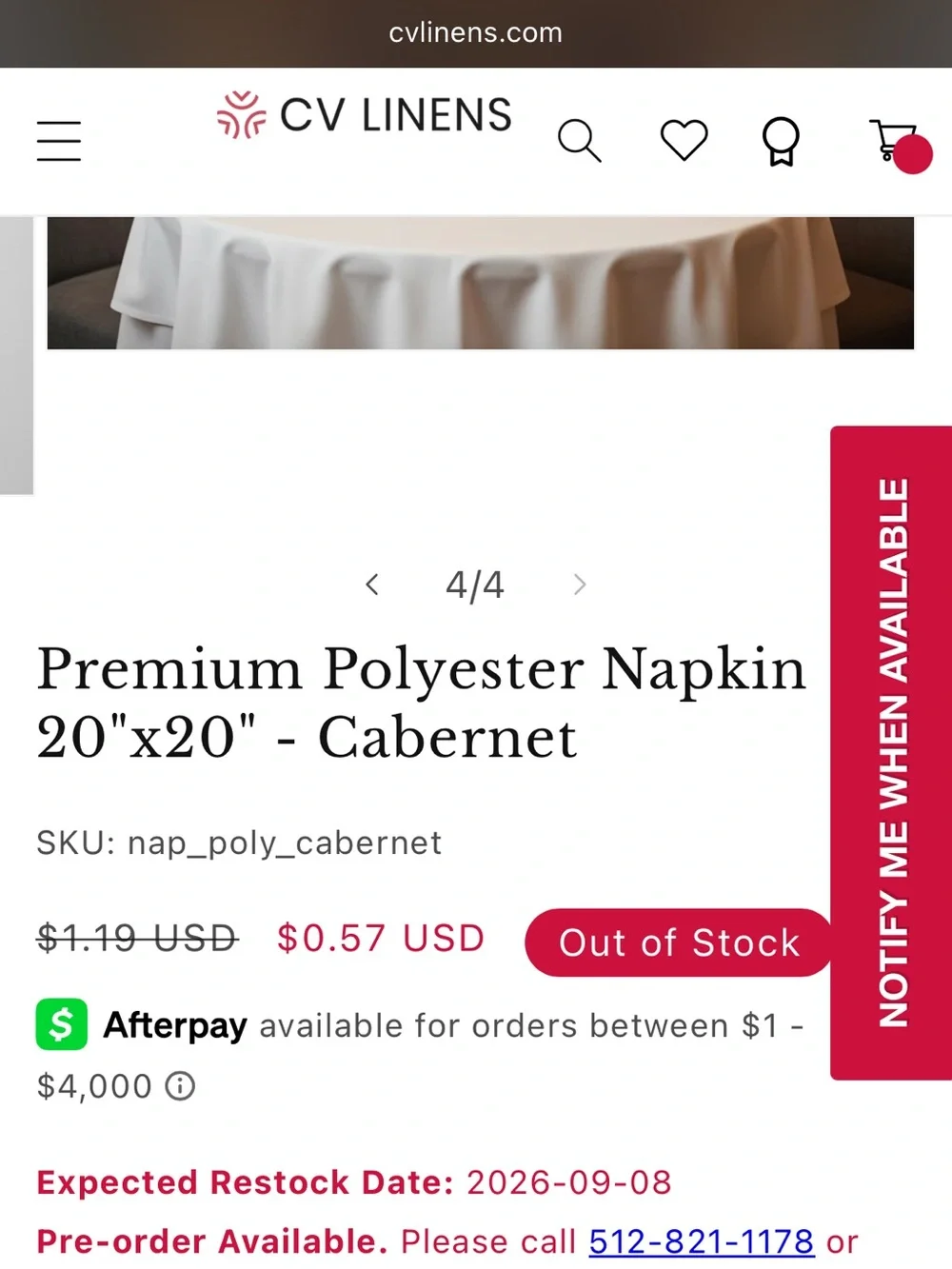 Cabernet Satin Napkins